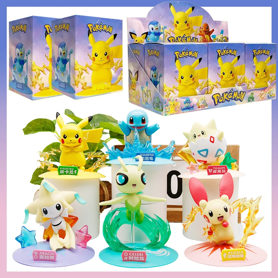 

Pokemon Series Blind Box Pikachu Mewtwo Anime Figures Ornaments Dolls Type B 6 Styles Model Fans Desktop Car Christmas Gift