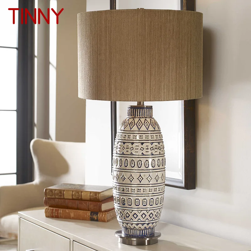 

TINNY Dining Ceramics Table Lighting LED Vintage Creative Design Simplicity Desk Lamp for Home Living Bedroom Study Decor