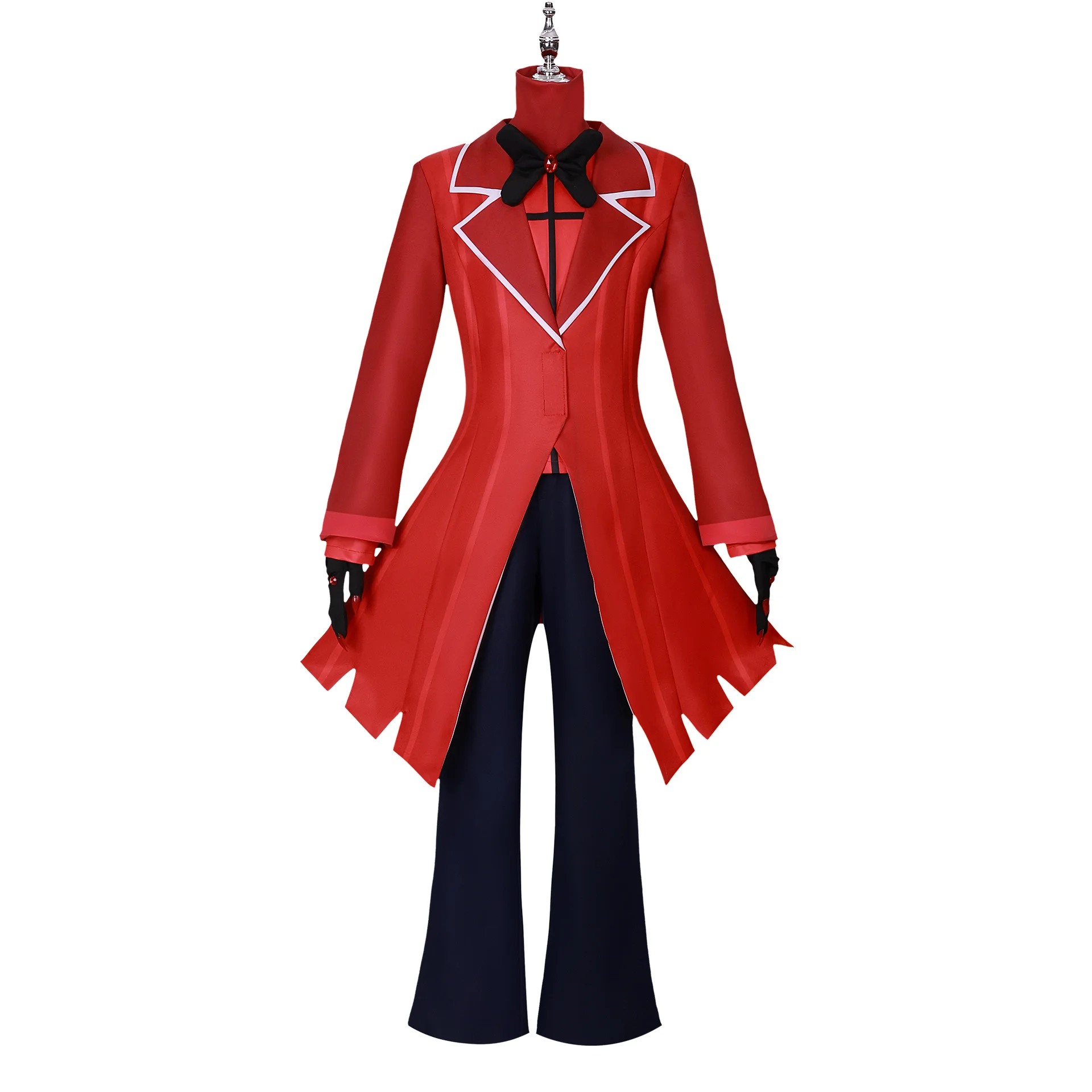 Anime Hotel Charlie Morningstar Cosplay  Blue Coat Pants Red Uniform Bow Tie Vox Role Play  Hat Halloween Carnival Party Outfit