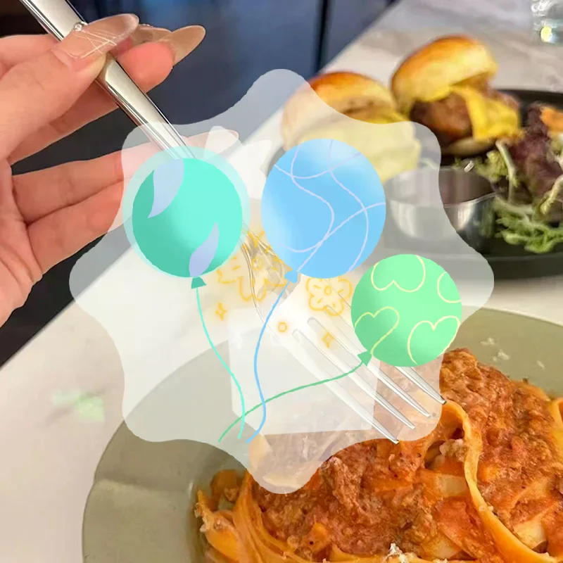 Stainless Steel Dinner Fork Long Handle Table Forks Set Korean Cutlery Four Tine Salad Dessert Fruit Forks Kitchen