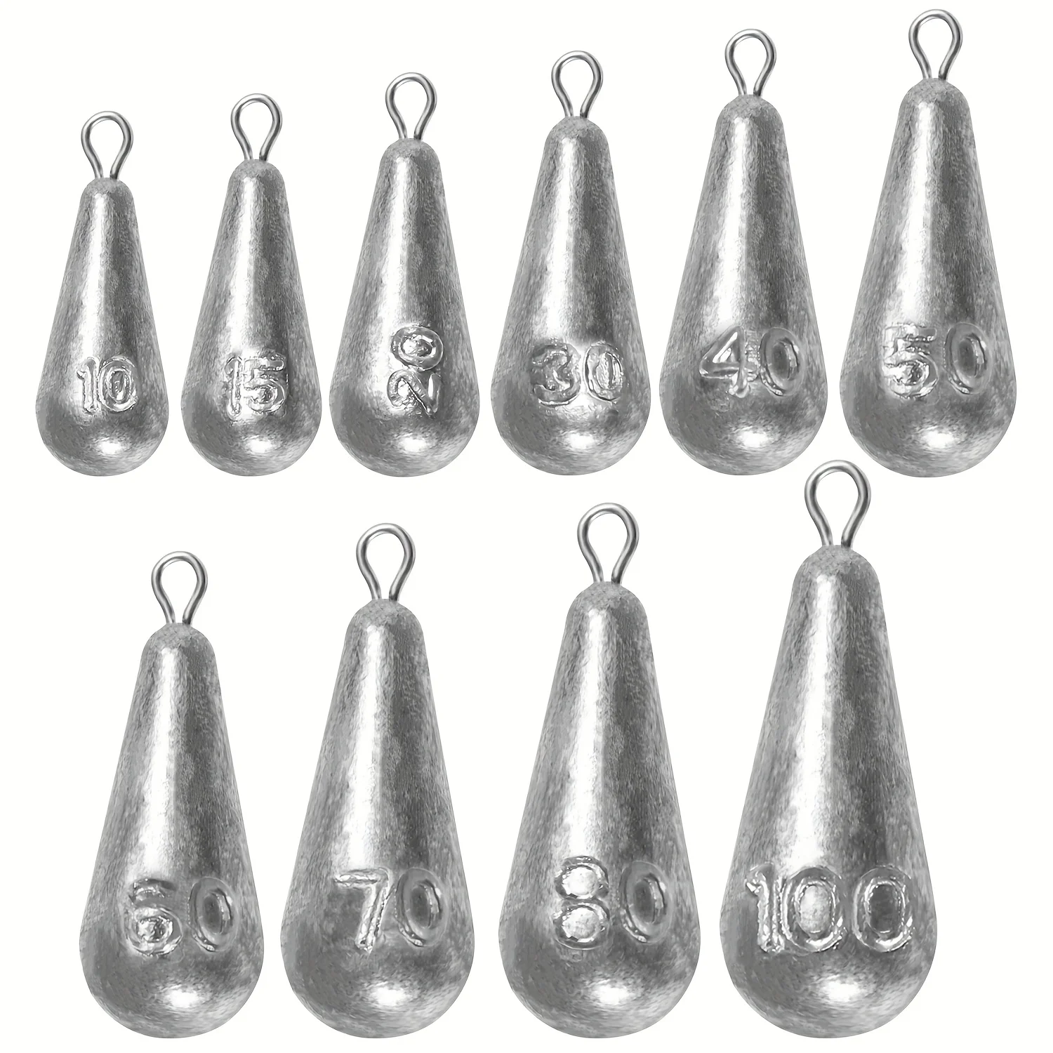 Angelbleie, 10 Größen Tropfenförmige Angelbleie, Bass-Casting Drop-Shot-Gewichte für Salzwasser und Süßwasser