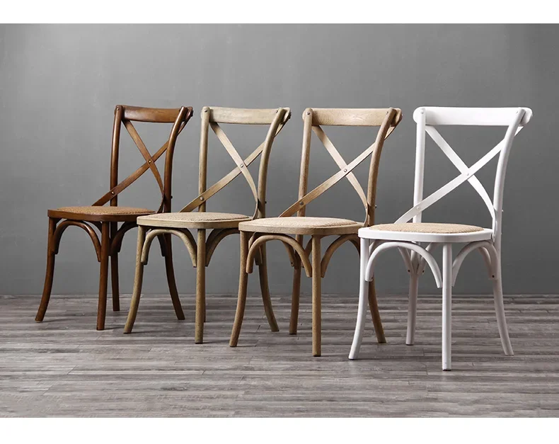 Solid wood dining chairs, family backrests, retro and simple rattan weaving, hotels, hotels, homestays, weddings, Nordi