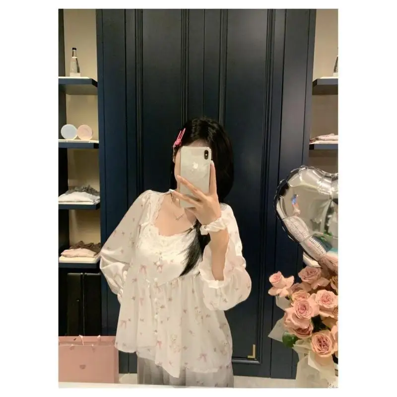 

Women's Pajama Set Fashion Homewear Lace Pajamas For Teenage Girls Home Outdoor Spring Autumn Japanese Style Cute Stylish Thin