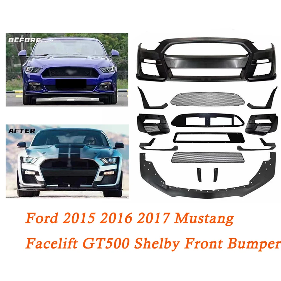 

Front Bumper W/Grille Replacement For 2015 2016 2017 Ford Mustang GT500 Shelby Style