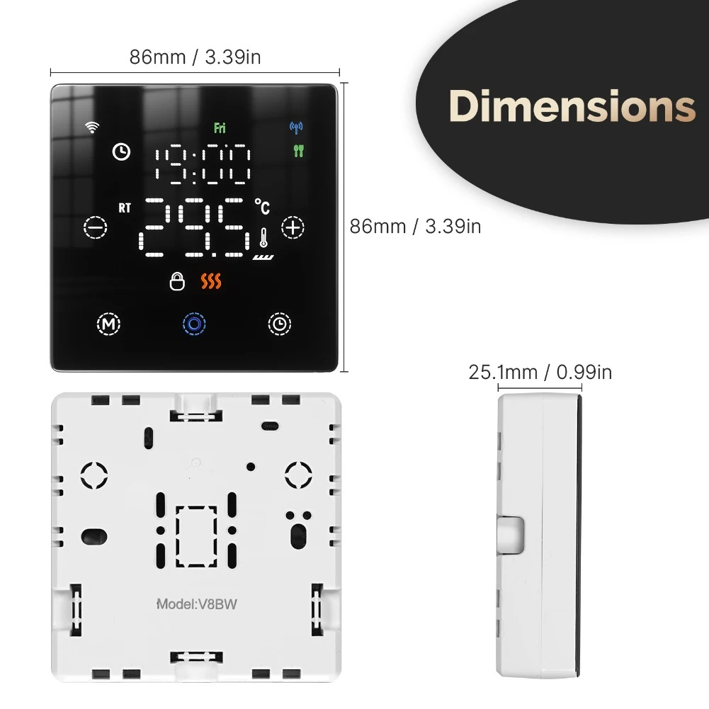 

Black Programmable Thermostat User Friendly Digital Temperature Switch Voice Control Remote Control Accuracy 0.5
