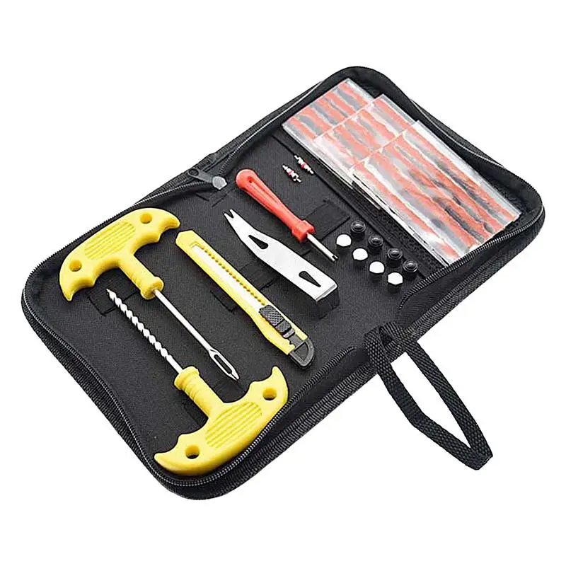 Car Tire Repair Kit Studding Tool with Rubber Strips Tool Puncture Plug Tool Set Glue Free Auto Motorcycle Repair Tire Film Nail