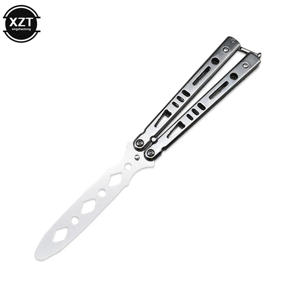 NEW Portable Folding Butterfly Knife CSGO Balisong Trainer Stainless Steel Pocket Practice Knife Training Tool for Outdoor Games