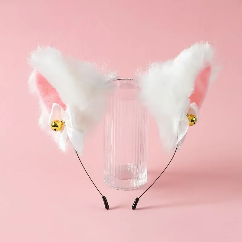 Sexy Cat Ears Headband for Women Girls Lace Bow Necklace Plush Bell Hairband Cosplay Masquerade-Party Costume Hair Accessories image 2
