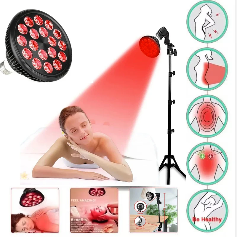 

LED Infrared Physiotherapy Cosmetic Instrument LED Red Light 54W PAR38 Dual Core 660Nm 850Nm Hair Growth Infrared Beauty Lamp