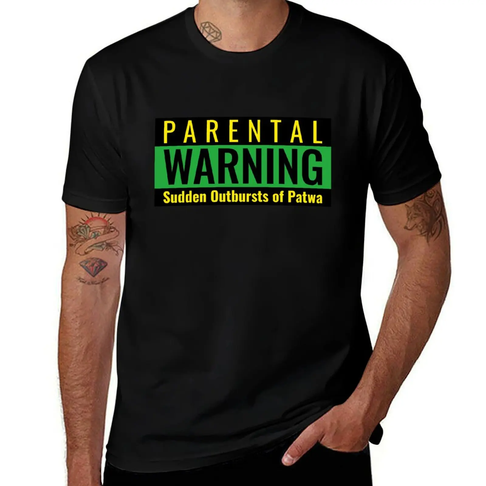 Parental Warning, Sudden Outbursts of Patwa T-Shirt Casual All Match Tee Shirt for Men