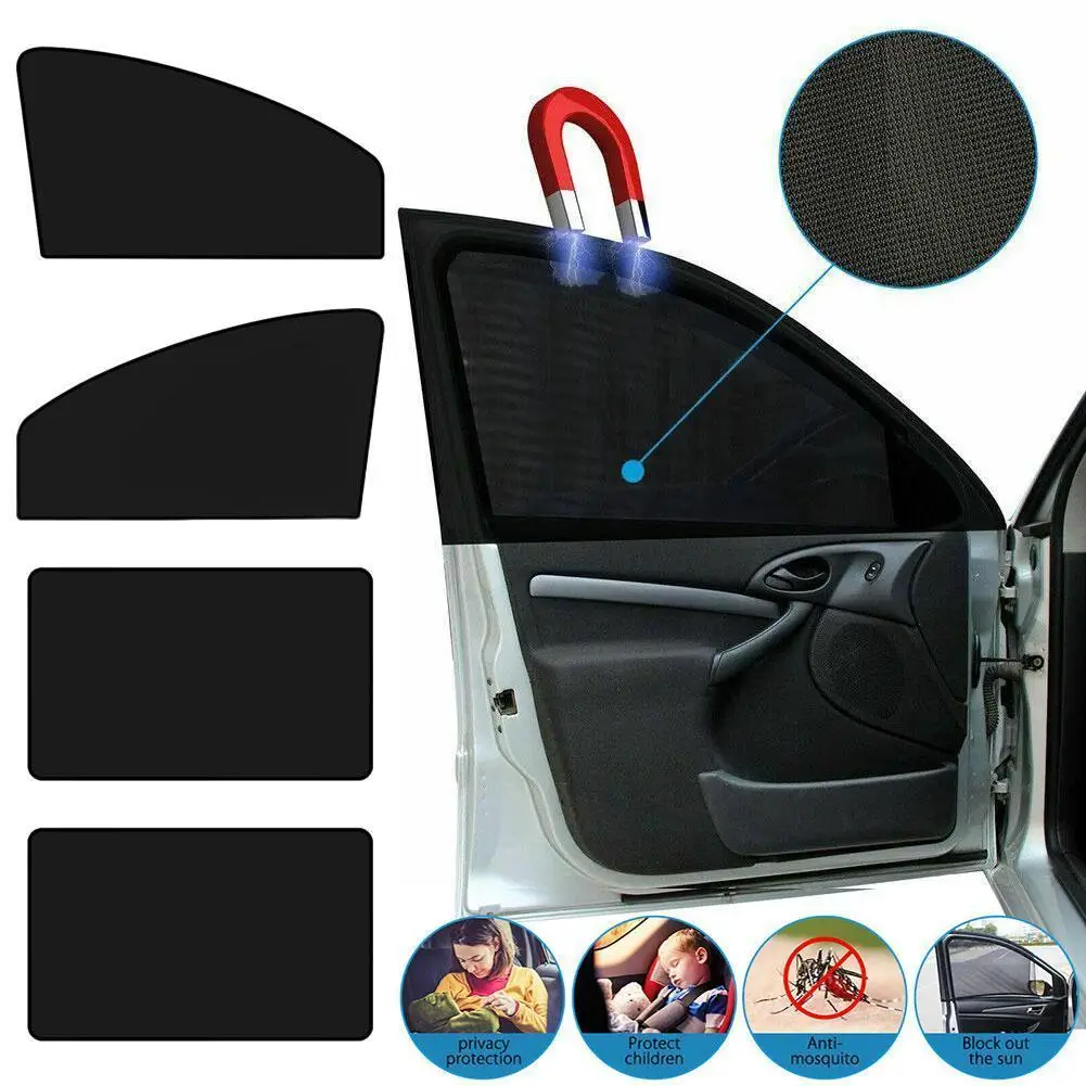 New Magnetic Car Sunshade Cover Summer UV Protection Side Rear Window Curtain Black Mesh Sun Shade Cover Auto Car Accessories