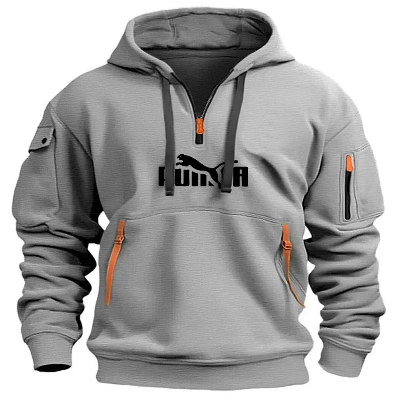 

Spring Autumn Men's Loose Hooded Sweatshirt Casual Multi-pocket Pullover Warm Outdoor Fishing Daily Wear Streetwear Fashion Top