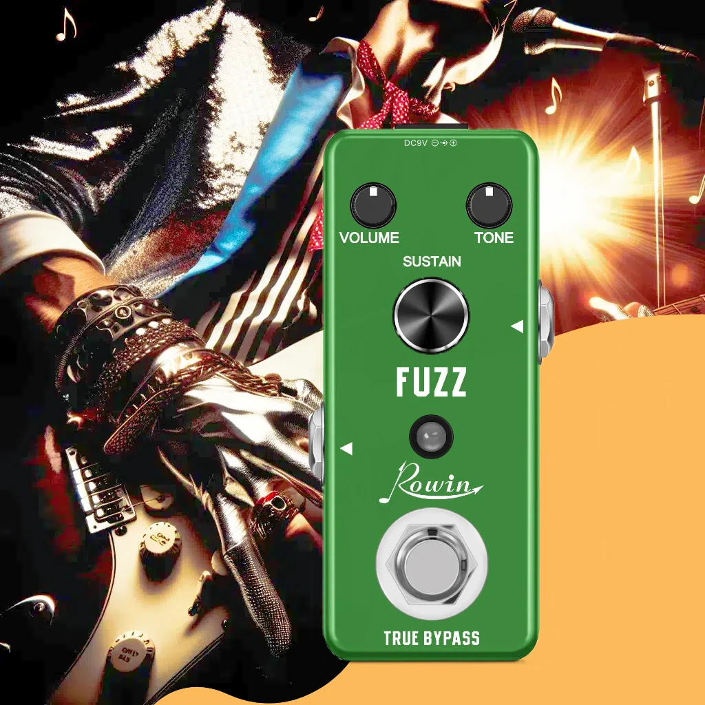 Rowin Guitar Effect Pedal Fuzz Pure Muff Style Dynamic MASSIVE Frenzy Volume Sustain Control Mini Size True Bypass LEF306