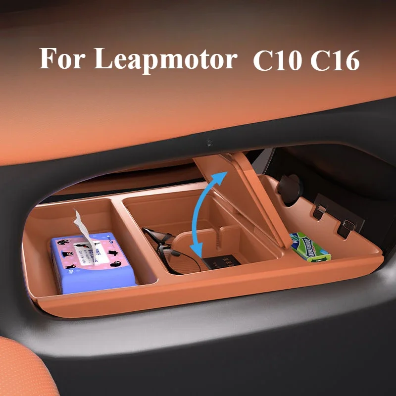 

For Leapmotor C10 C16 2024 2025 Center Console Storage Box Car Central Lower Layer Tray Silicone Organizer Accessories Tidying