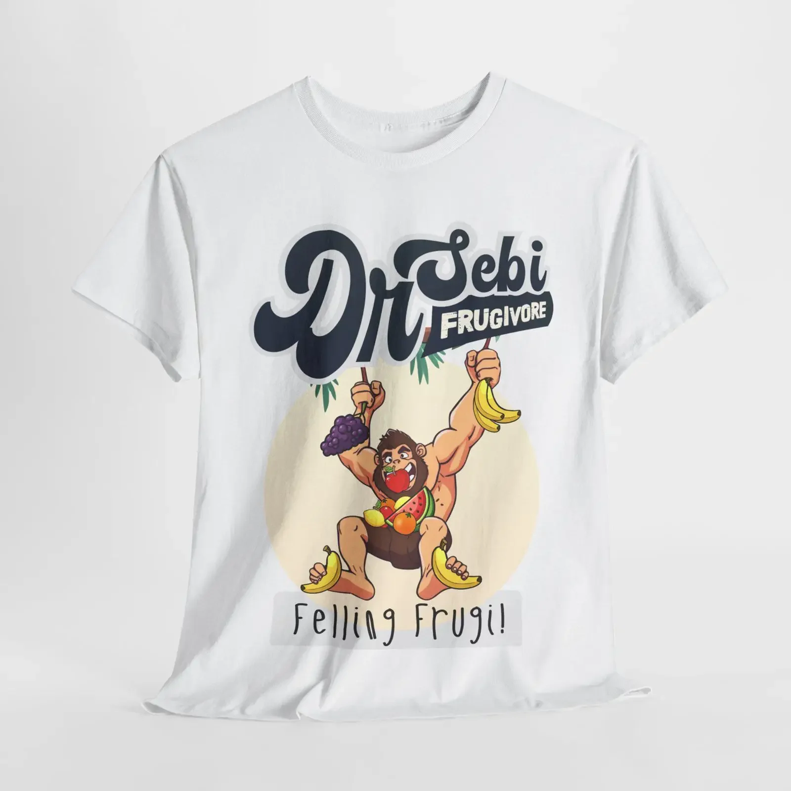 Dr Sebi Frugivore Diet Funny Cartoon Monkey Ape Fruit T Shirt Heavy Cotton Jungle Healthy Athletic Casual vintage Washed