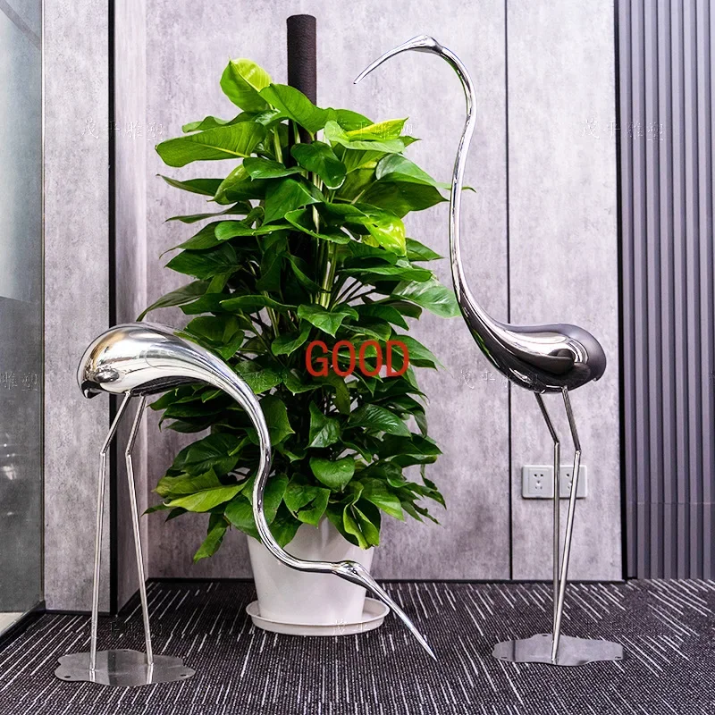 

Stainless Steel Red-crowned Crane for Office, Outdoor Waterscape, Garden, Hotel Shop, Soft Decoration, Animal Sculpture