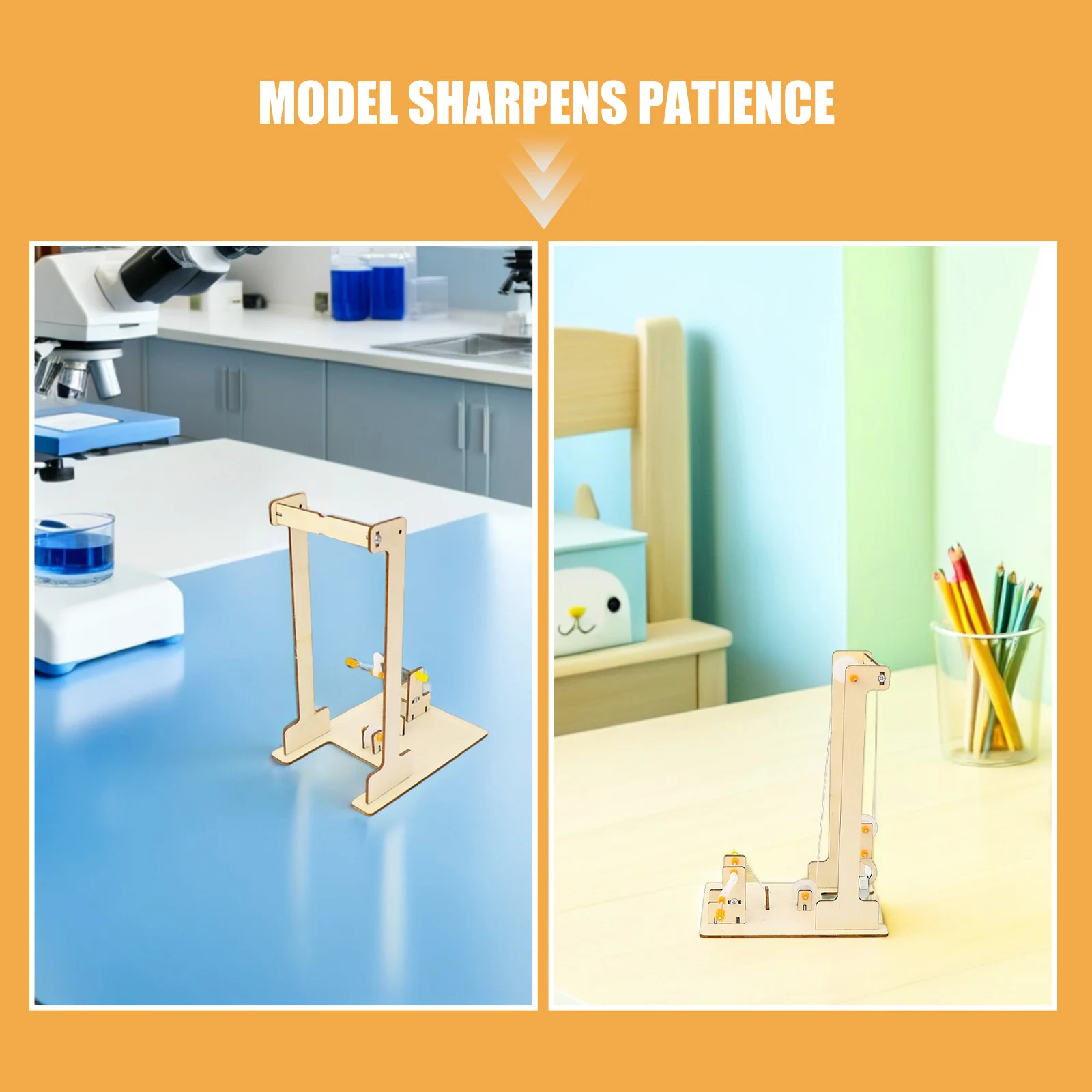 3Sets DIY Houten Kraan Bouwpakket voor Kinderen Wetenschapsexperiment Materiaal Pakket Stem Onderwijs Mechanische Voordeel
