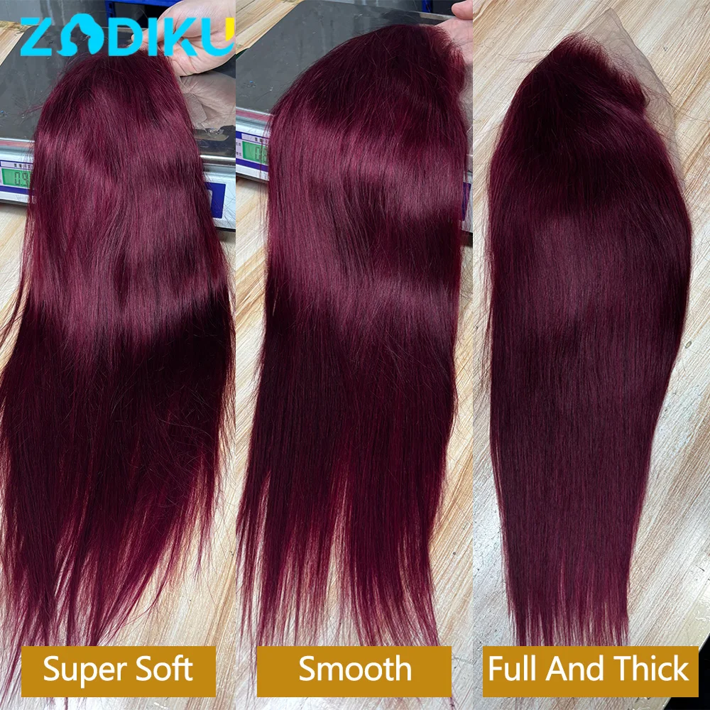 ZIDIKU 30 بوصة بورجوندي أحمر 13x6 خصلات الشعر المستعار الإنسان Hd الدانتيل الجبهة شعر طبيعي مفرود الباروكات 100% شعر الإنسان شعر مستعار أسود التخليص بيع