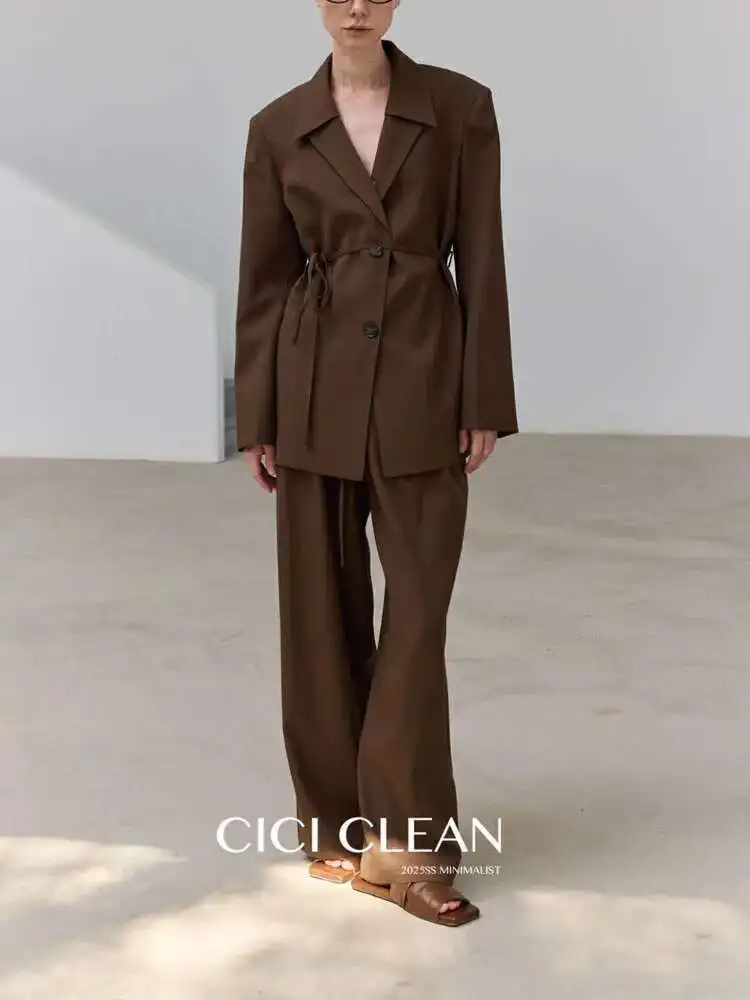 BJTZ Baidu Pure Kleur Eenvoudig 2025, Lente en Herfst Nieuwe Vrouwelijke Losse Tube Top Temperament Mode Broek Tweedelige set Bodycon