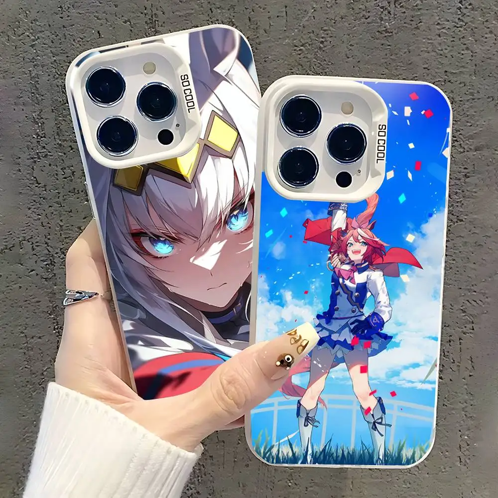 

Uma Musume Pretty Derby Phone Case For iPhone 17,16,15,14,13,12,11,Pro,XS,Max,Plus,Mini,SE White Candy Matte Shockproof Cover
