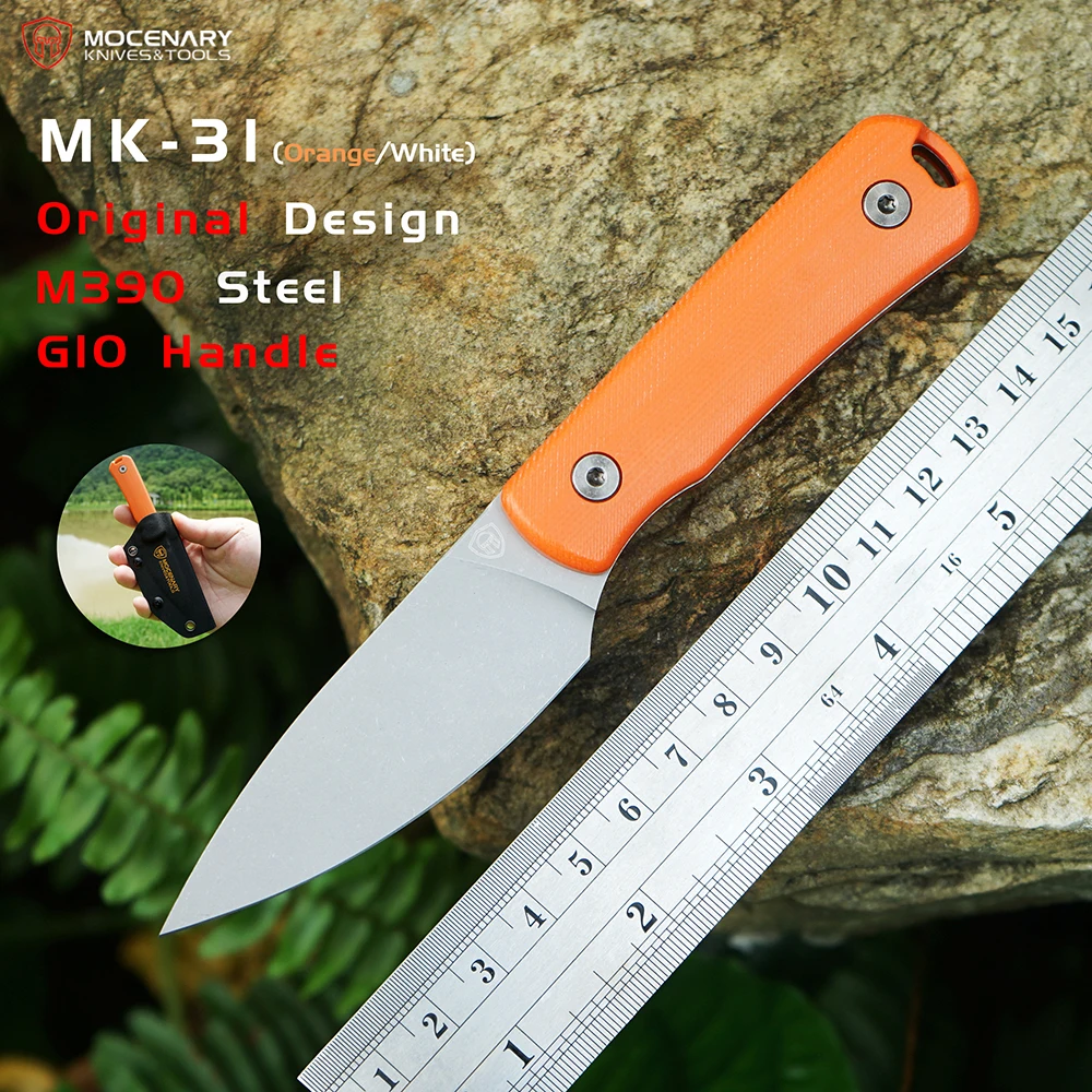 Mocenary MK-31 M390 Blade Small Fixed Blade Knife Pocket Knife Outdoor Camping Knife Survival Tools EDC G10 Handle Kydex Sheath