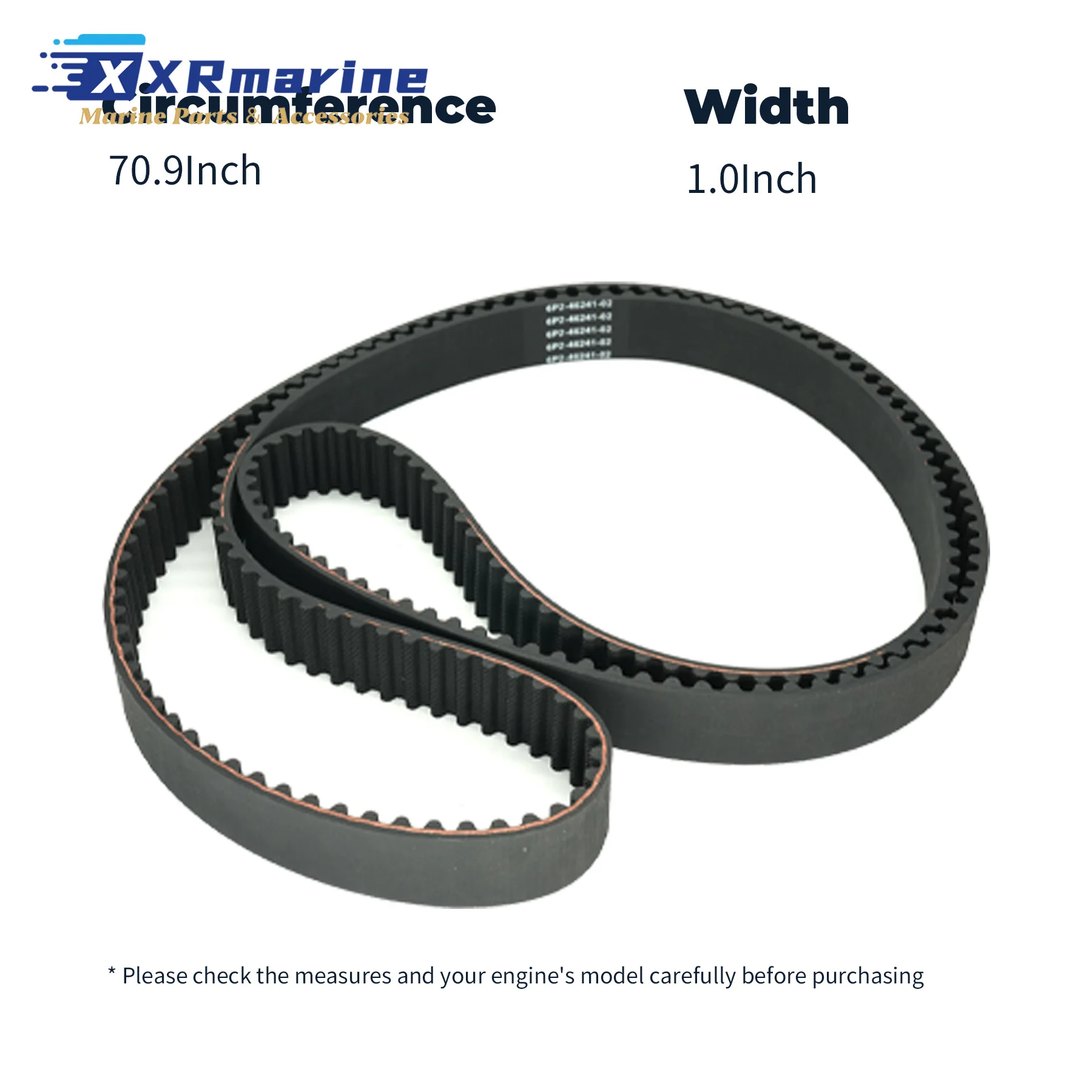 Outboard Timing Belt Compatible With Yamaha Marine 4 Stroke 200 225 250HP Replaces 6P2-46241-00 6P2-46241-01 6P2-46241-02