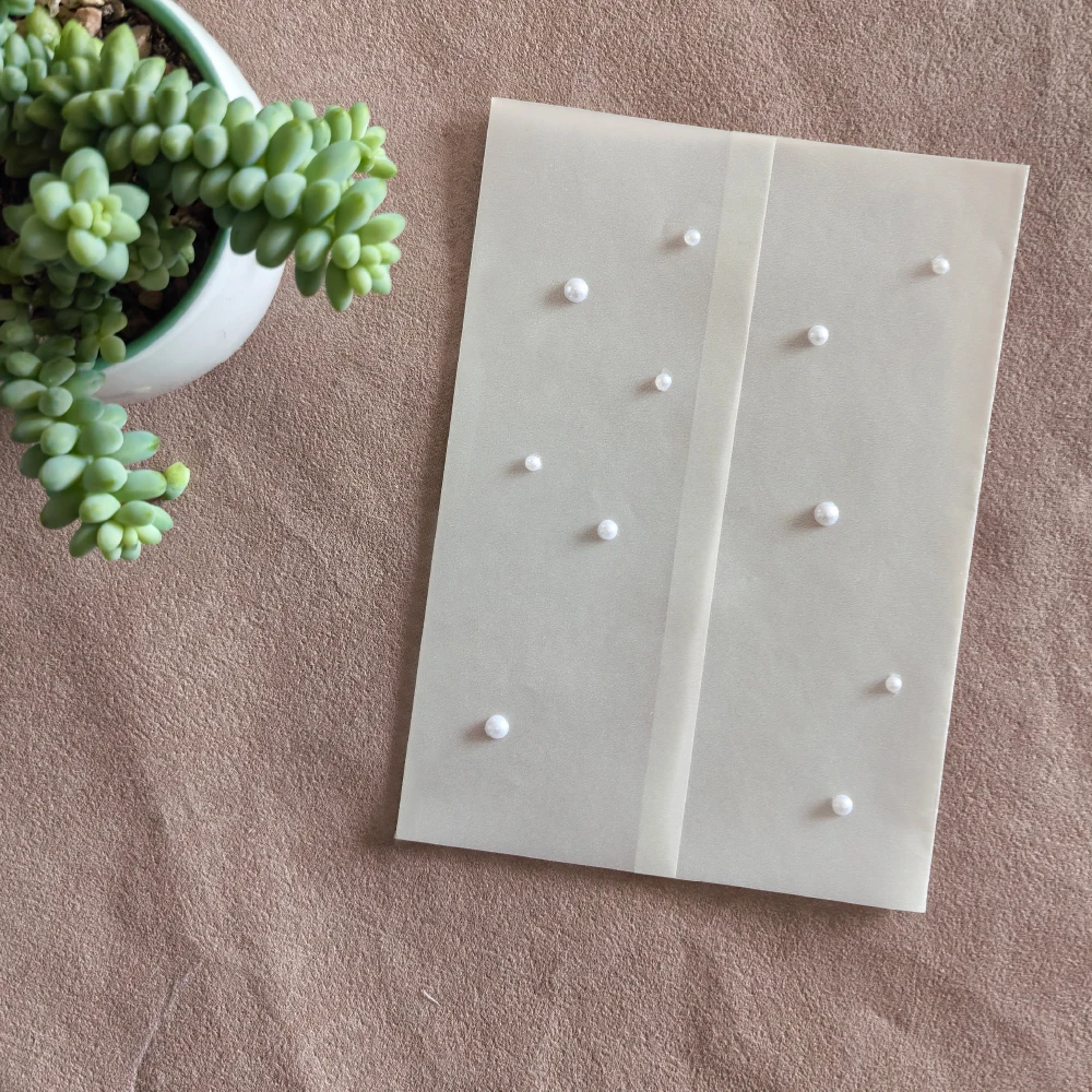 

White Vellum Sleeve with White Pearl, 5x7 Invitation Wrap for Wedding, Shower, Birthday & Events, Bulk Wholesale Available