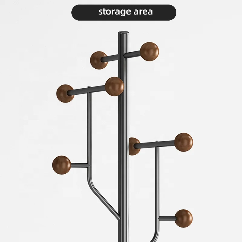 

Compact Stainless Steel Marble Garment Rack Wood Hook Inlet Channel Storage