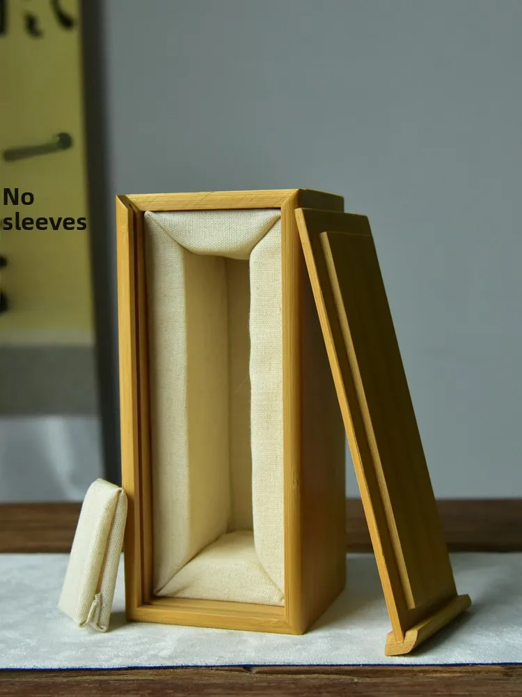 

Han Qing Tang Бамбуковая раздвижная крышка Подарочная коробка с внутренним вкладышем Китайская простая коробка из бамбукового дерева Коробка для хранения чашек для владельцев Коробка для штампов