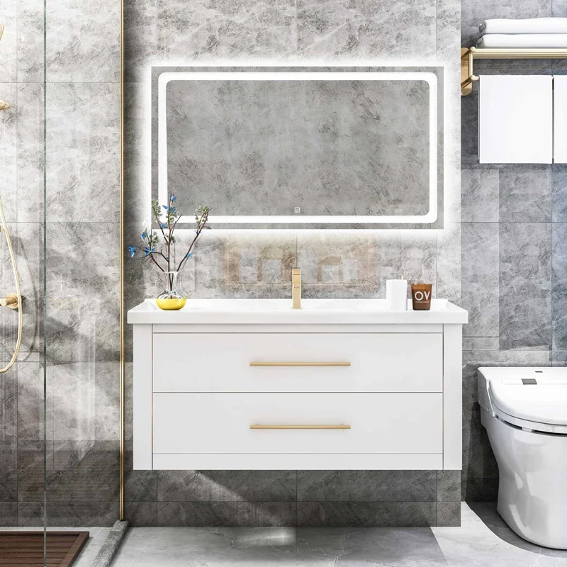 

Nordic bathroom cabinets, bathrooms, wash basins, modern and simple integrated ceramic sinks, light luxury