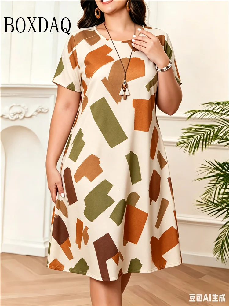 Graffiti 3D Print Leopard Women's Dresses Fashion Plus Size Summer Short Sleeve Dress Casual O-Neck Loose Female Clothing 2026