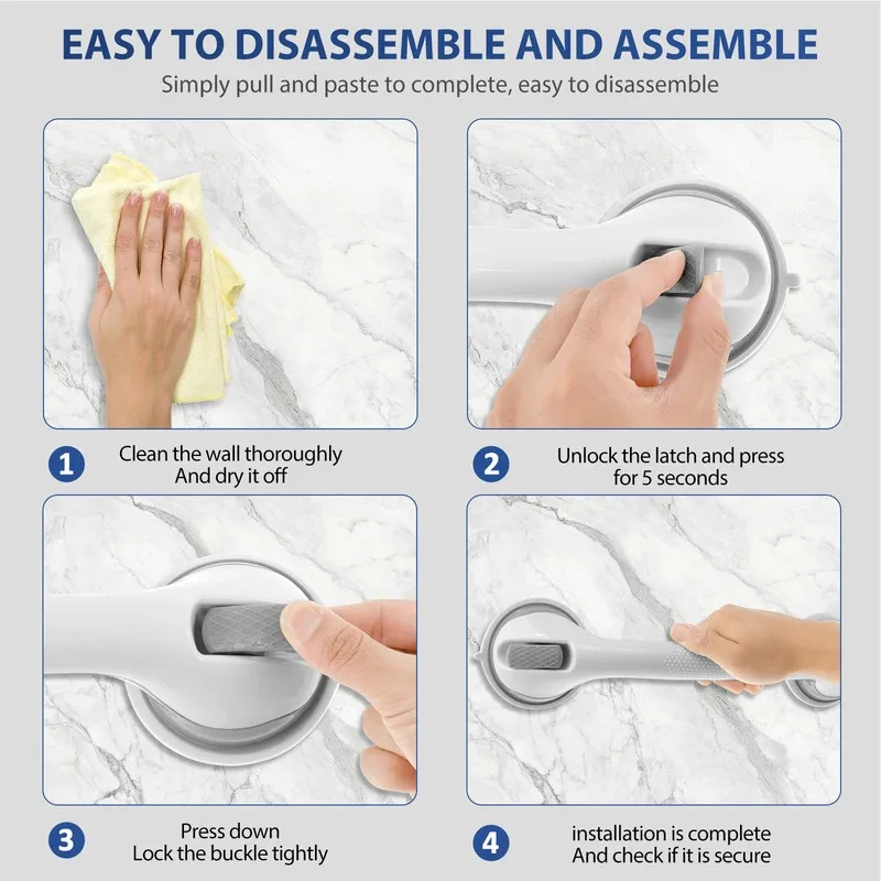 1/2Pcs Showers Grab Bars Free Punch Bathroom Handle Anti Slip Safety Suction Cups Bathtub Grab Bar For Elderly Children Support image 4