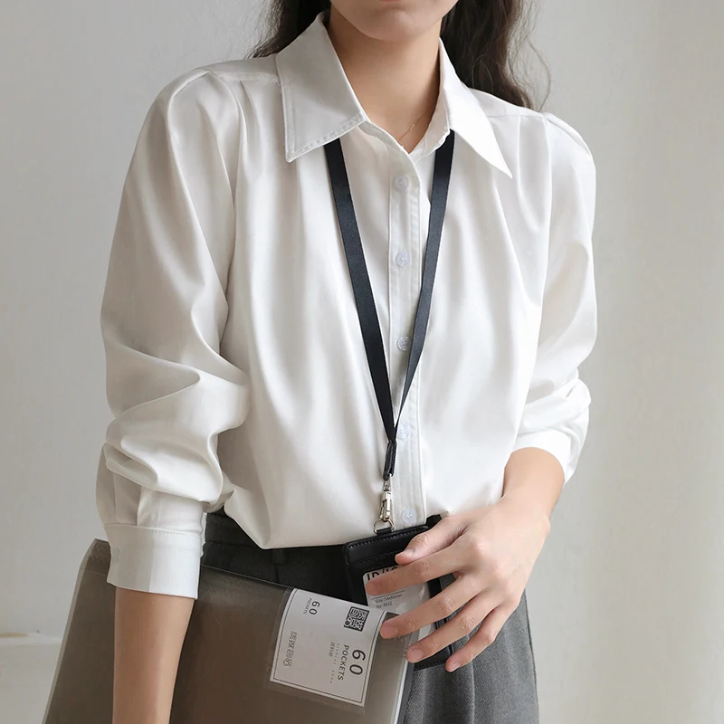 2025 weibliche Business Shirts Koreanische Chic Büro Elegante Frauen Shirts Langarm Bluse Feste Taste Frauen Casual Trend Tops