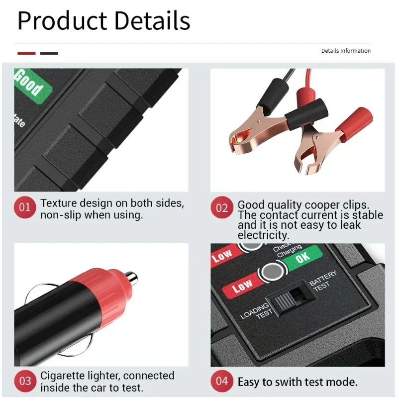 Tester batteria per Auto 12V/24V BM410 analizzatore di capacità con 7 luci a LED Display strumento diagnostico per Auto analizzatore Tester batteria