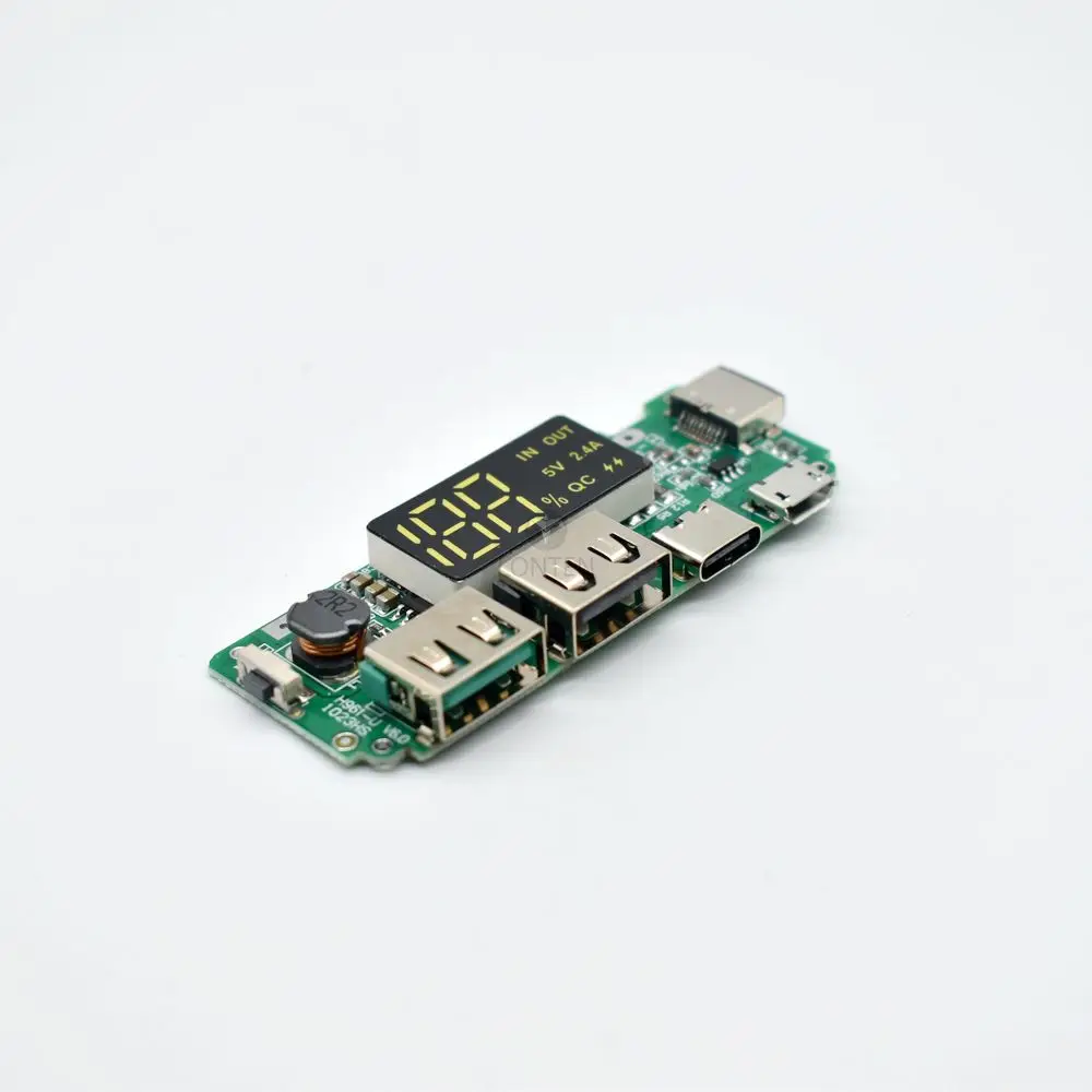 USB 2.4A Mobile Power Bank Charging Module Lithium Battery LED Dual USB 5V 2.4A Micro/Type-C USB Charger Board LT00033