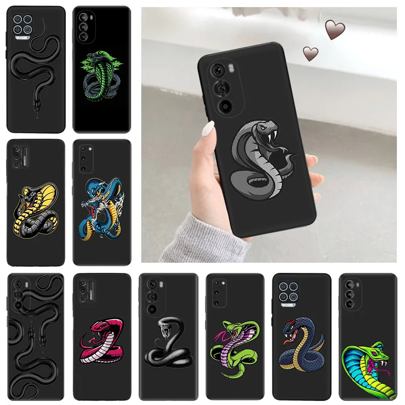 Silicone Soft Phone Case for Motorola G51 G9 Power G73 G30 G31 G50 G51 G60 G71 5G G22 G32 G52 G72 Terrifying Cute Snake Cover