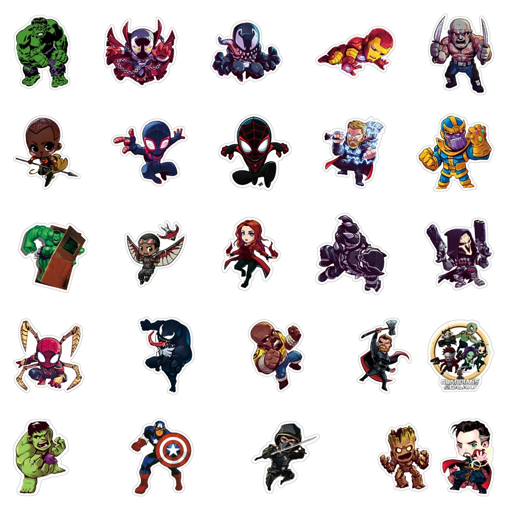 10/30/50/100pcs Disney Cool Super Hero Anime Stickers Waterproof Decals Motorcycle Phone Car Laptop Cute Cartoon Sticker Kid Toy