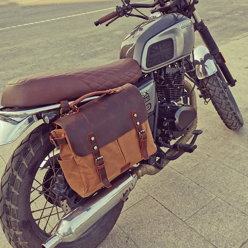 

Vintage Messenger Bag Men Canvas Leather Shoulder Bag Crossbody Bag Casual Bag Motorbike Bags Universal