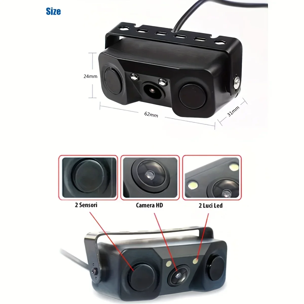 Dual 2LED Night Vision Car Camera System BSD/ADAS Buzzer Alarm Backup Camera with CVBS