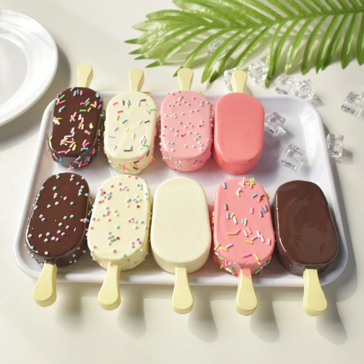 3er-Pack Künstliche Eis am Stiel Nachbildung mit Streuseln Simuliertes Dessert Fotografie-Requisiten Bäckerei-Display Küchendekoration O – Detail 5