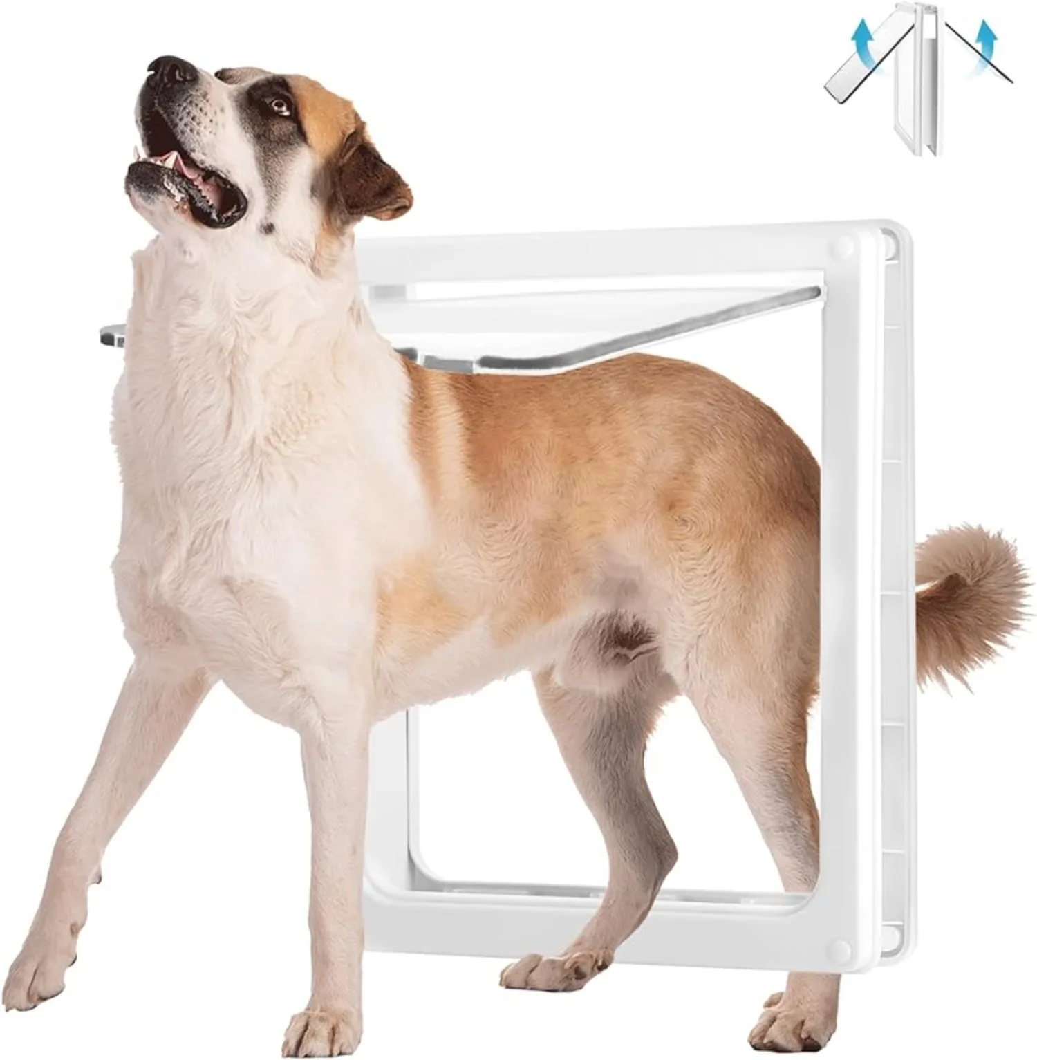 

Large Plastic Dog and Cat Door with Safety Cover and Magnetic Flap Inside and Outside for Easy Installation (Large White)