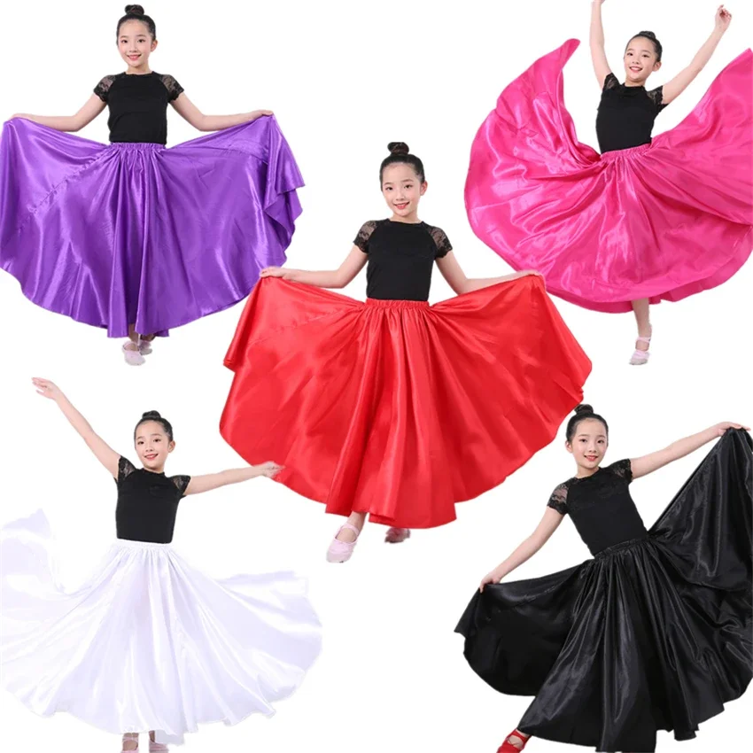 Novas meninas saia de flamenco vestido de dança espanhola prática competição palco coro desempenho trajes para crianças saias de flamengo