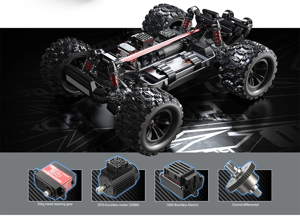 HYPER GO MJX10208 V2 1/10 4WD مركبة يتم التحكم بها عن بُعد فرش السيارات 2.4G التحكم عن بعد RC سيارة عالية السرعة على الطرق الوعرة سباق السيارات (بدون بطارية)