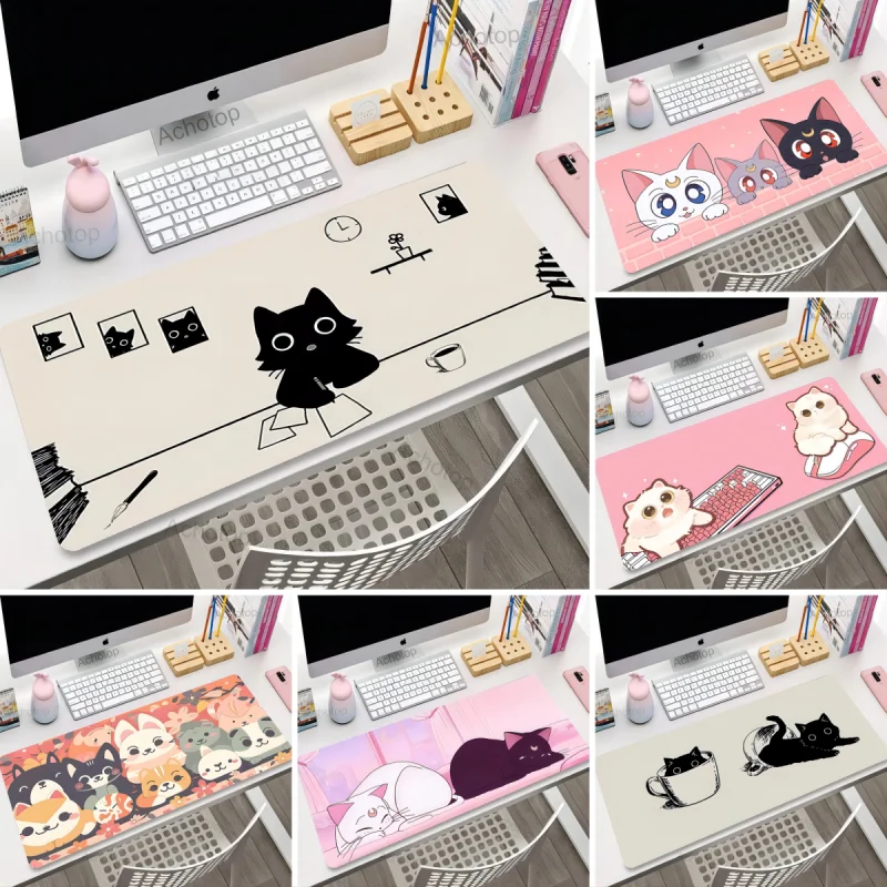 Niedliche japanische Katze Mauspad Tastatur Schrank Mause Laptops Gamer PC Gaming Zubehör Gummi matte Mausepad Deskmat Mouse pad Matten