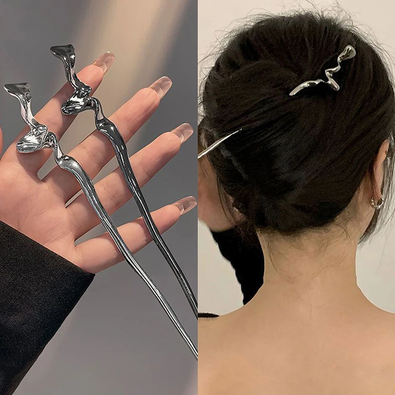 

Fashion Line Metal Hair Stick Pin For Women Chinese Chopstic Headdress Elegant Jewelry Accessories Wedding Party Headwear Gift