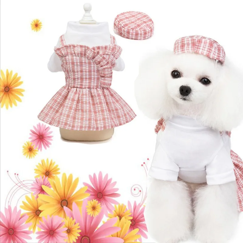 

Summer Pet Dress Vintage Plaid Dog Exquisite Skirt Light Breathable Dog Princess Dress Pet Holiday Party Exquisite Dress