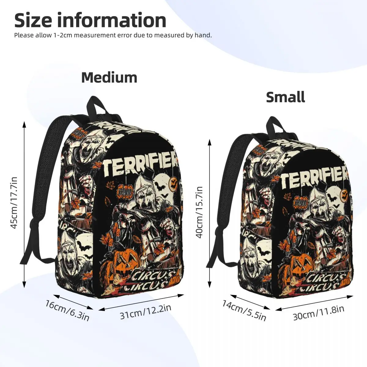 Terrifier Horror Movie Halloween Backpack Sports Student Hiking Travel The Clow Film Daypack for Men Women College Shoulder Bag