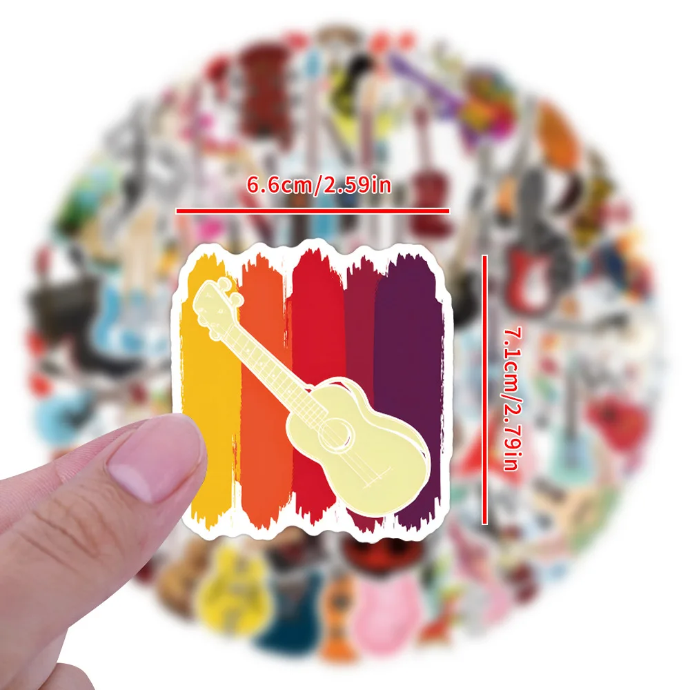 55/110 Stück Coole Gitarren-Graffiti-Aufkleber Cartoon Musikinstrument-Sticker für Laptop Handy Tasse Skateboard Wasserfeste Aufkleber