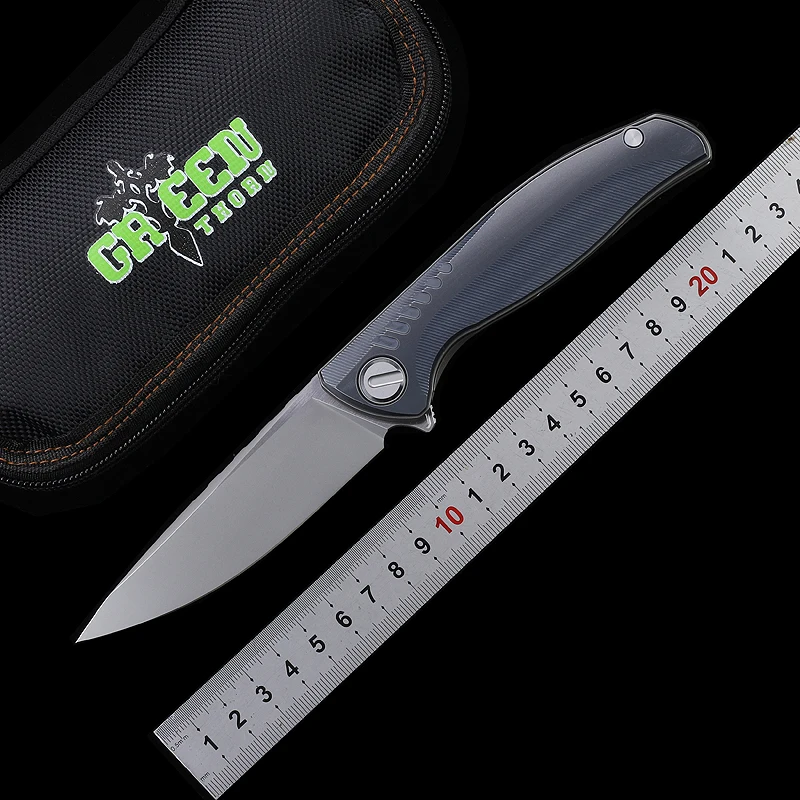 

Green thorn CD F3 ns M390 blade TC4 titanium handle outdoor camping and hunting practical fruit knife folding knife EDCtool