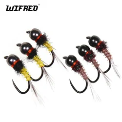 Wifreo 8pcs #20 Brass Bead Head Barbless Nymph Fly Fast Sink Wet Flies Fly Fishing Flies Trout Grayling Perch Fishing Lure Baits